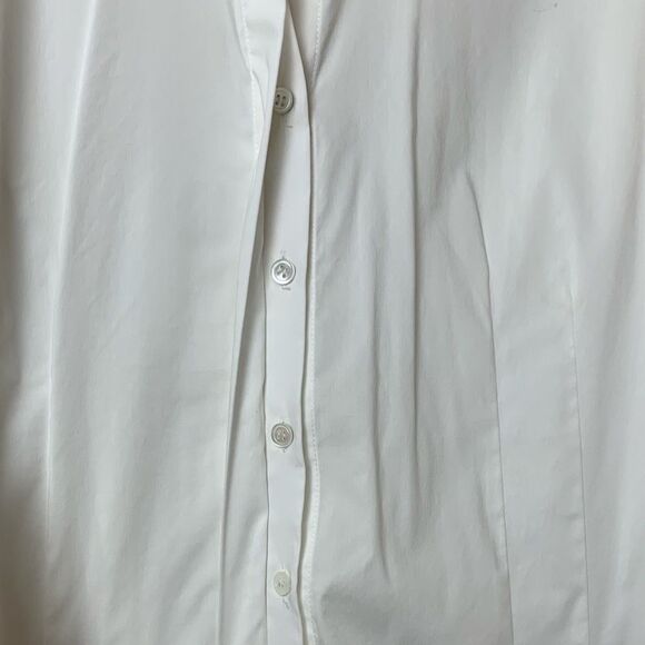 BCBG Maxazria White 3/4 Sleeve Button-Down with Ruffles Sleeves Size Large - Picture 5 of 9